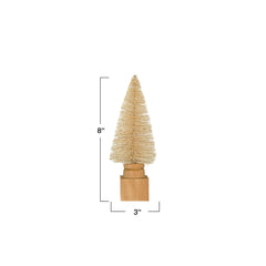 Sisal Bottle Brush Tree w/ Carved Wood Base