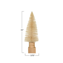 Sisal Bottle Brush Tree w/ Carved Wood Base