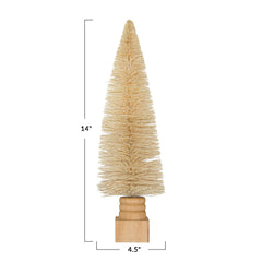 Sisal Bottle Brush Tree w/ Carved Wood Base