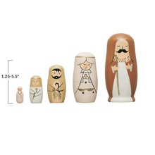 Load image into Gallery viewer, Hand-Painted Wood Nativity Nesting Dolls