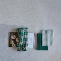 Cotton Woven/Waffle Weave Tea Towels, Green &amp; White, Set of 3