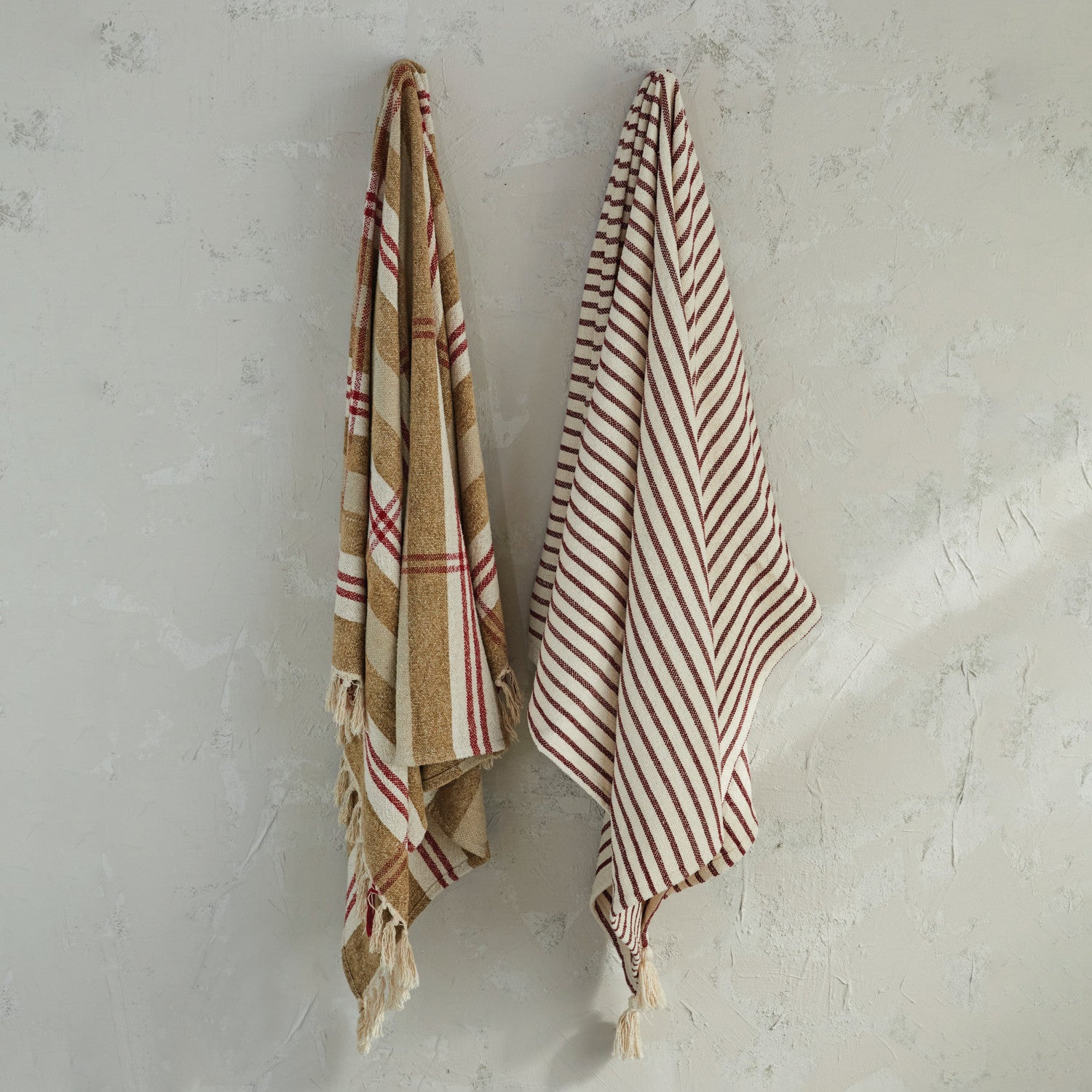 Cotton Slub Throw w/ Stripes &amp; Tassels