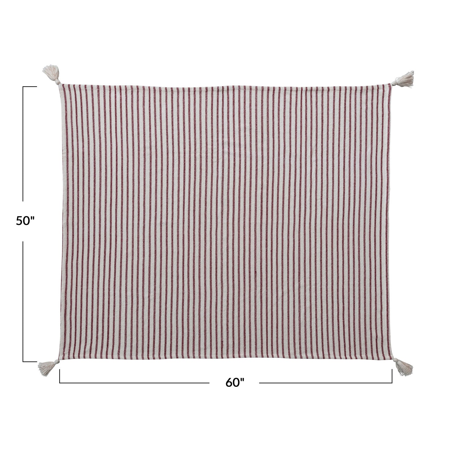 Cotton Slub Throw w/ Stripes &amp; Tassels