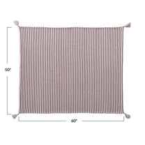 Cotton Slub Throw w/ Stripes &amp; Tassels
