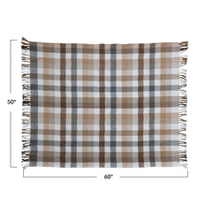 Brushed Cotton Flannel Throw w/ Fringe