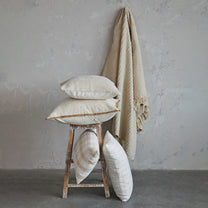 Cotton &amp; Acrylic Pillow w/ Stripes &amp; Gold Thread