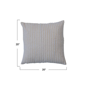 Cotton & Acrylic Pillow w/ Stripes & Gold Thread