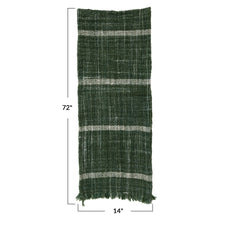 Woven Wool Blend Slub Table Runner w/ Stripes & Fringe, Green