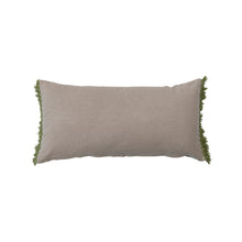 Load image into Gallery viewer, Cotton Slub Printed Lumbar Pillow w/ Pine Boughs &amp; Fringe