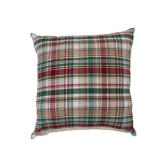 Woven Cotton Pillow, Multi Color Plaid