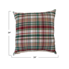 Woven Cotton Pillow, Multi Color Plaid