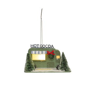 Hot Cocoa Truck in Winter Scene Ornament w/ LED Light