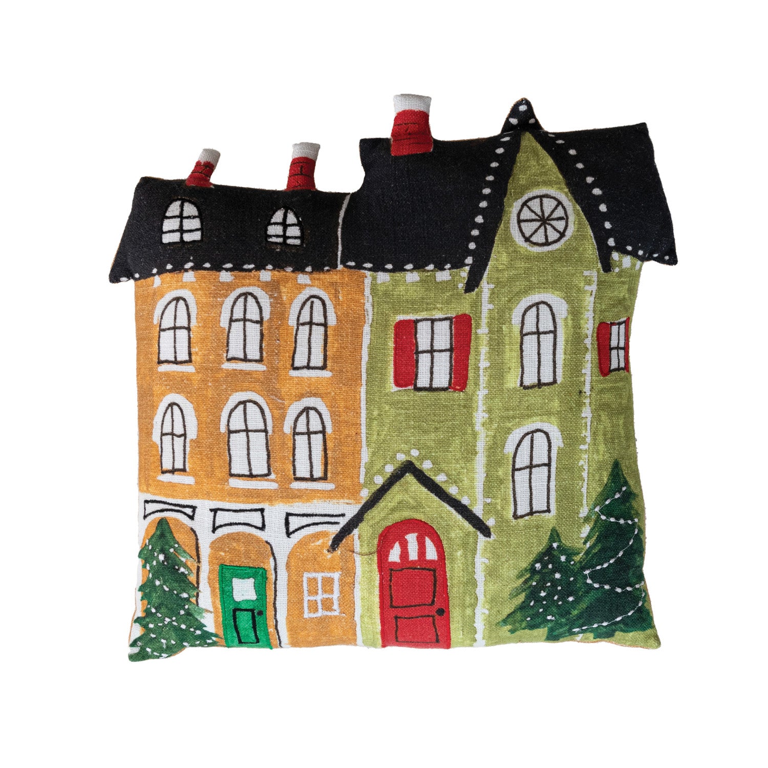 House Shaped Pillow w/ Embroidery,