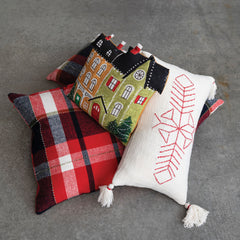 House Shaped Pillow w/ Embroidery,
