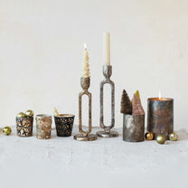 Textured Mercury Glass Tealight/Votive Holder w/ Embossed Stars
