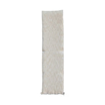 Woven Cotton Slub Table Runner w/ Metallic Gold Thread &amp; Fringe, Natural