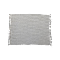 Woven Cotton Blend Throw w/ Gold Metallic Thread &amp; Fringe, Natural