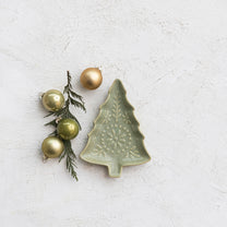 Stoneware Tree, Reactive Glaze, Green &amp; Unglazed