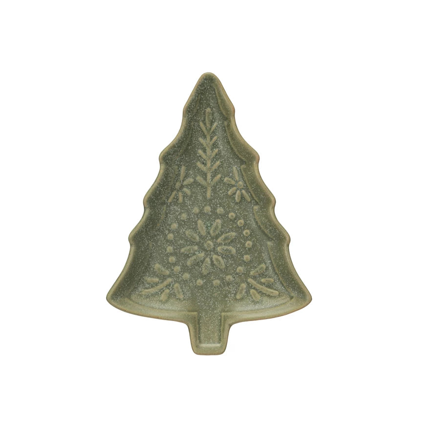 Stoneware Tree, Reactive Glaze, Green &amp; Unglazed