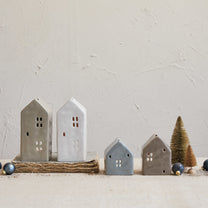 Stoneware House Tealight Holder, 2 Styles