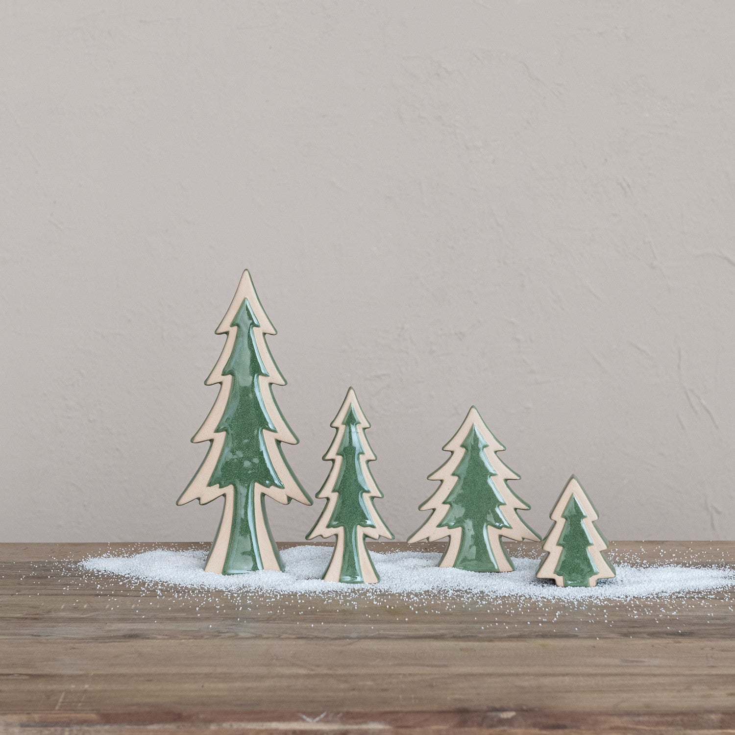 Stoneware Tree, Reactive Glaze, Green &amp; Unglazed