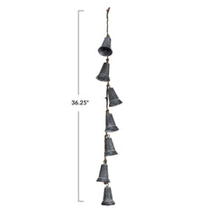 Hanging Galvanized Metal Bells on Jute Rope