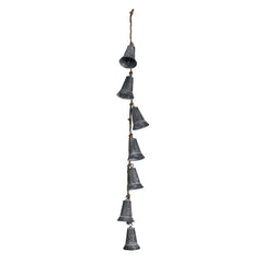 Hanging Galvanized Metal Bells on Jute Rope