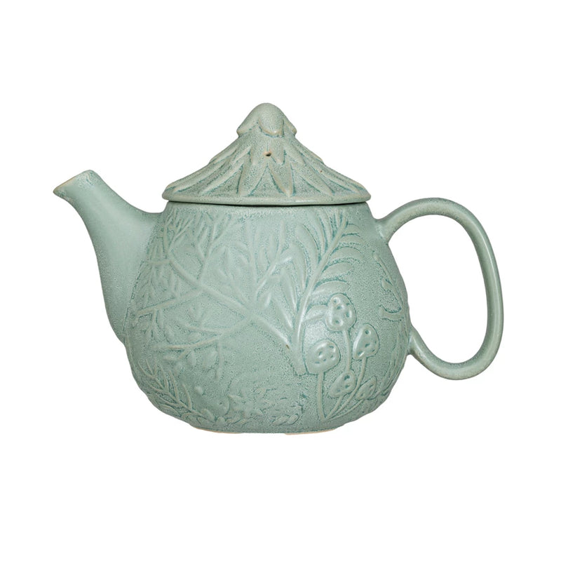 Embossed Stoneware Teapot w/ Strainer