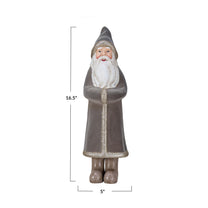 Flocked MDF Santa w/ Silver Glitter, Multi Color