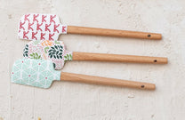 Silicone &amp; Wood Spatula w/ Holiday Patterns, Large