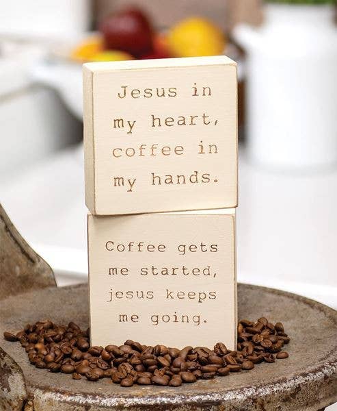Coffee & Jesus Engraved Blocks