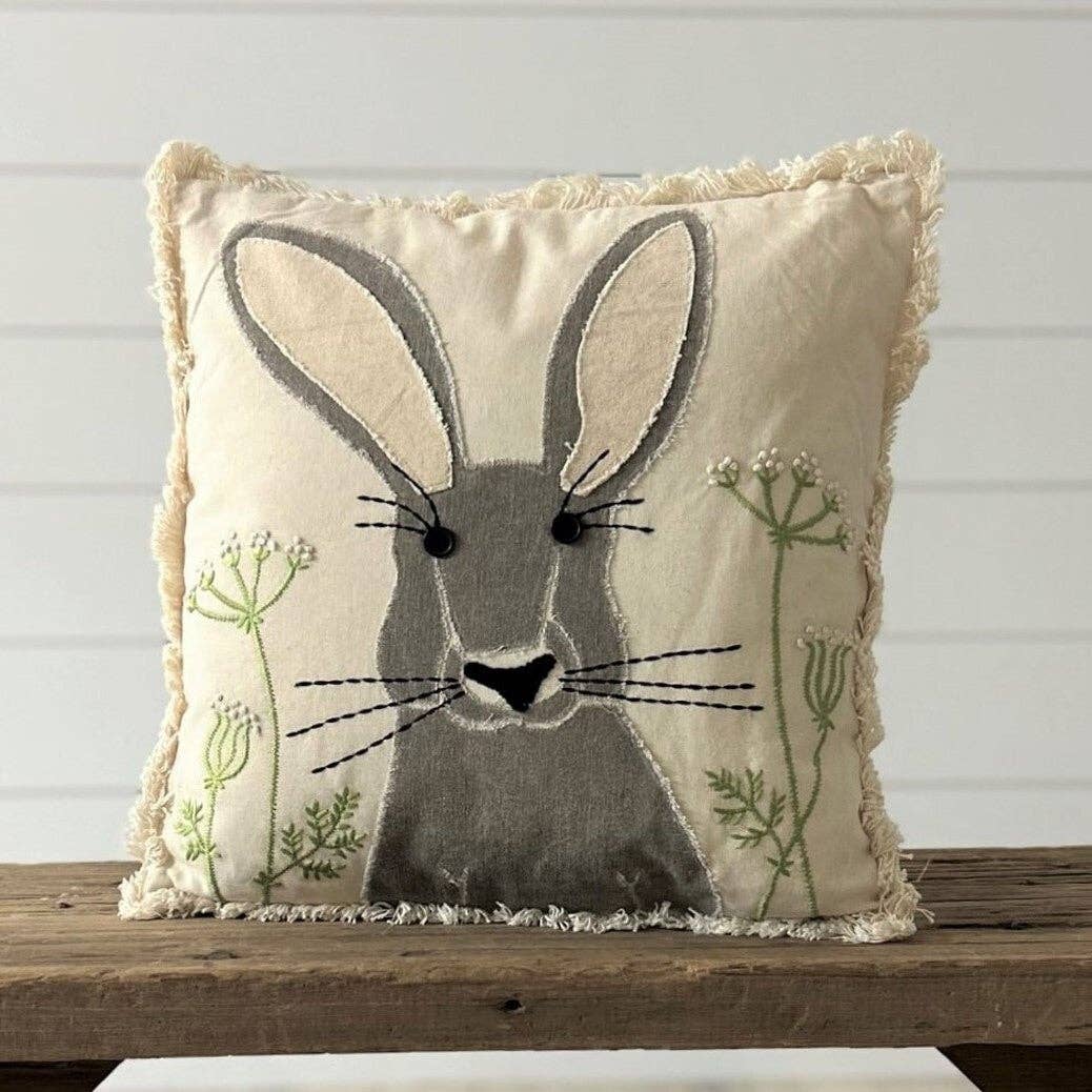 Wildflower Embroidered Rabbit Pillow