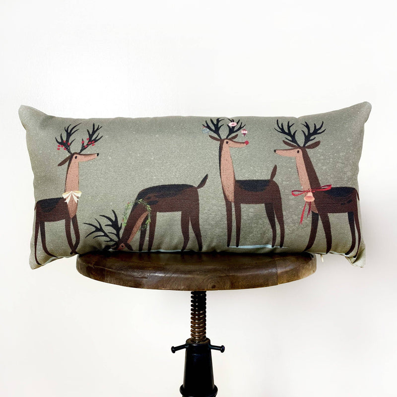 Decked out Christmas Reindeer Throw Pillow