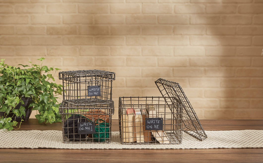 Wire Boxes with Chalkboard Tag
