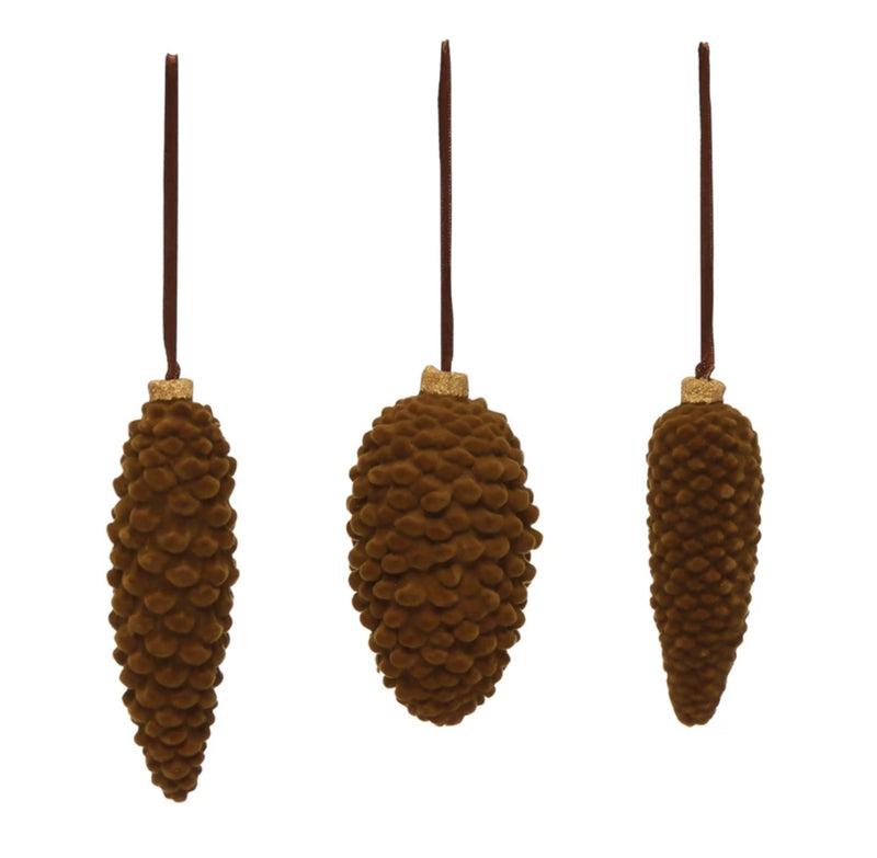 Flocked Pinecone Ornament