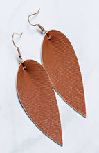 Load image into Gallery viewer, Joanna Drop Leaf Faux Vegan Leather Dangle Earrings