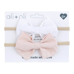 Headband Bow Set (Pink/White)