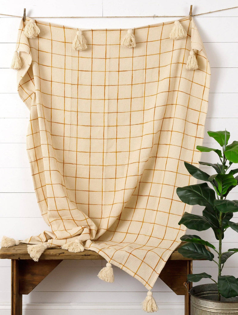 Rust Pane Plaid Throw