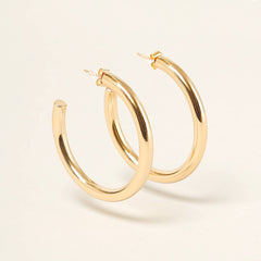 14K Gold Dipped Post Hoop Earrings