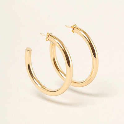 14K Gold Dipped Post Hoop Earrings