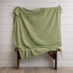 Celery Green Throw With Tassels