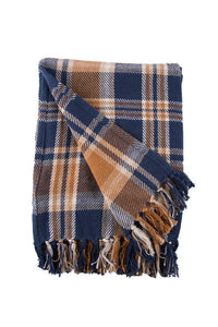 Navy Plaid Throw Blanket