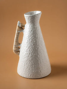 Rattan Wrapped Handle Vase Off White Large