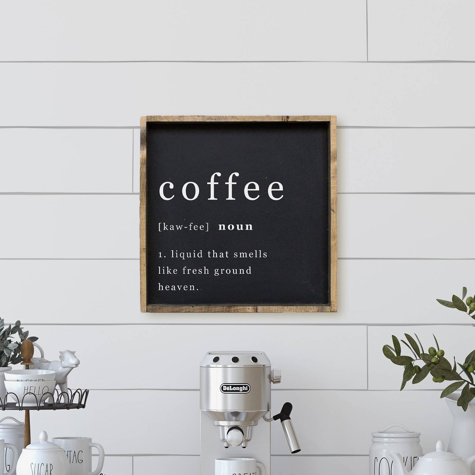 Coffee Noun Wood Sign: Black