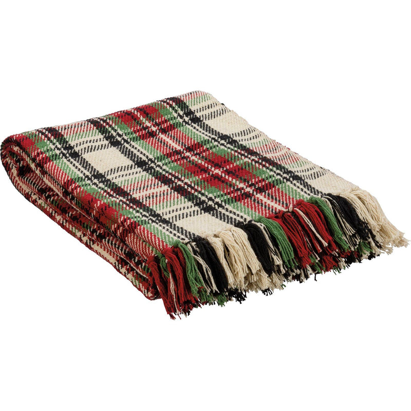 Cream Plaid Throw