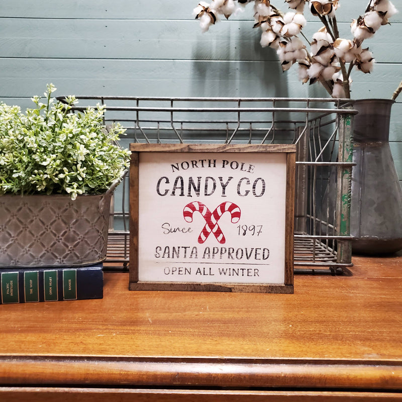 North Pole Candy Co.  Rustic Winter Christmas Sign