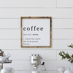 Coffee Noun Wood Sign: White